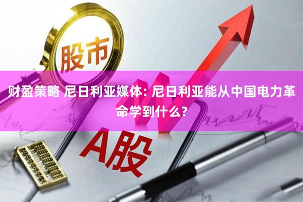 财盈策略 尼日利亚媒体: 尼日利亚能从中国电力革命学到什么?